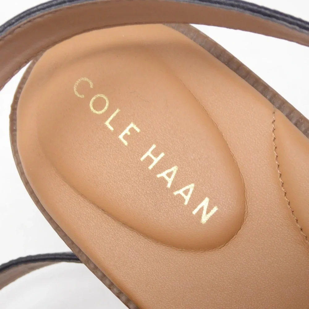 Cole Haan Womens Camberly Sandals Black Leather Strappy Buckle Flat W29574 10B